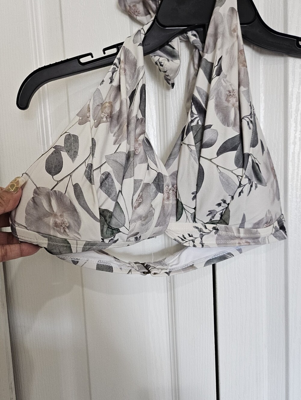 Antonio Melani Floral Halter Bikini Top Size M White Pink Green Swimwear. - Picture 5 of 10